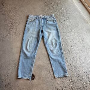 Bershka Women’s 31 Light Wash Straight Leg Jeans Vintage Style High Rise Denim